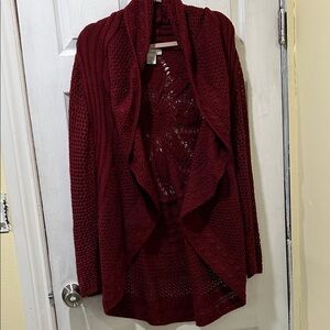Dress Barn Deep Red Open-Front Cardigan